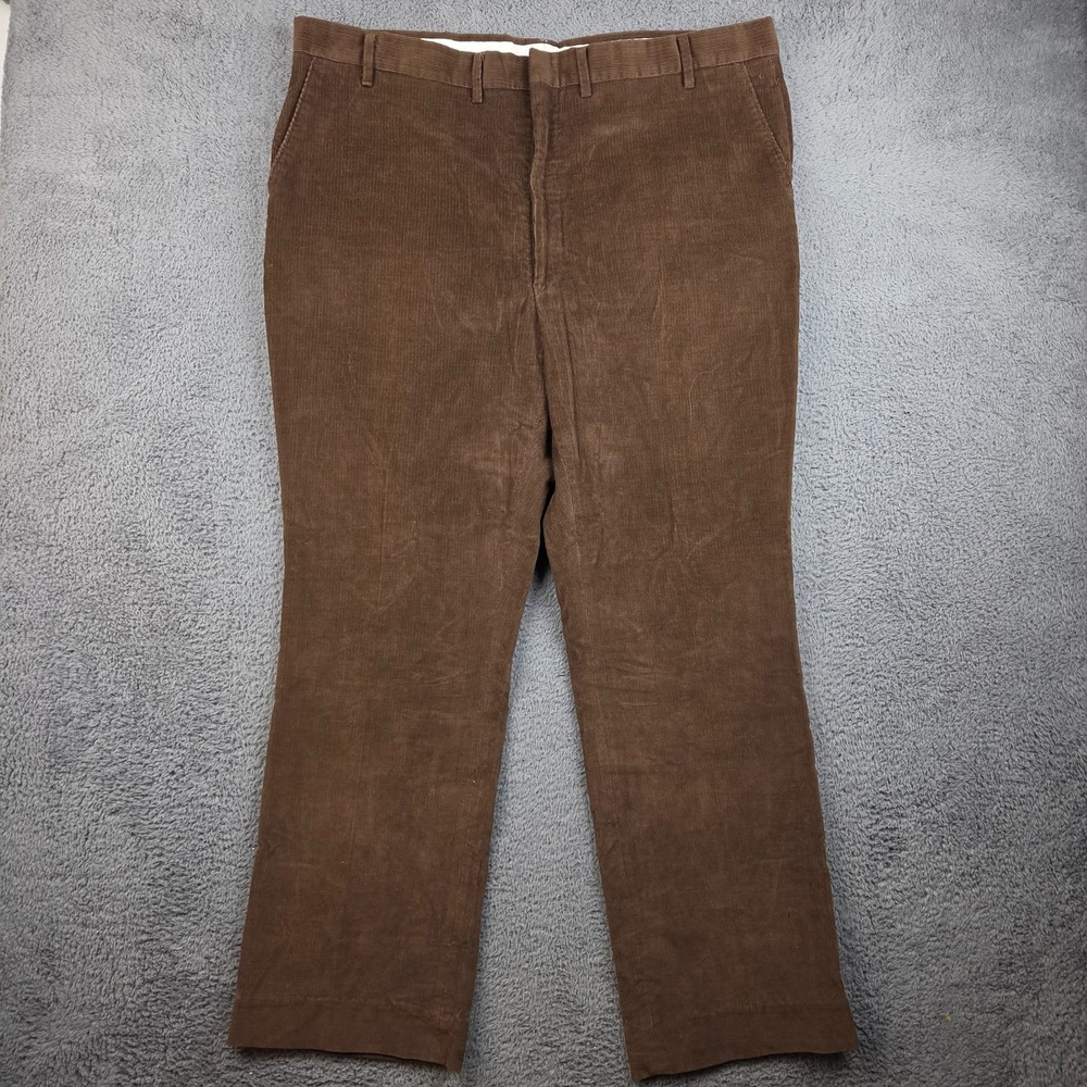 Vintage Coosa Slacks Men's 42x31 Brown Corduroy Pants 70s Trousers Straight Leg